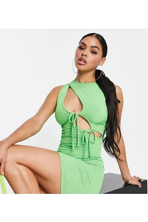 AsYou Vestito corto plissé con laccetti e cut-out