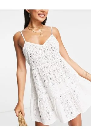 Topshop Vestito da mare corto a pieghe in pizzo
