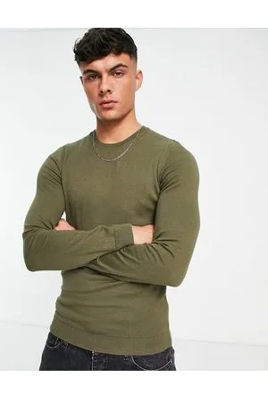 New Look Maglione attillato lavorato kaki scuro
