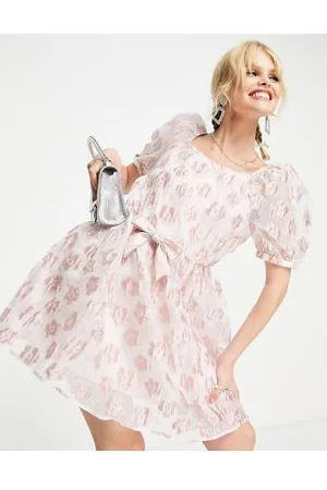 Sister Jane Vestito babydoll corto in jacquard a fiori con fiocco