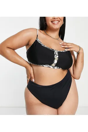 River Island Top bikini zebrato con finiture con bottoni