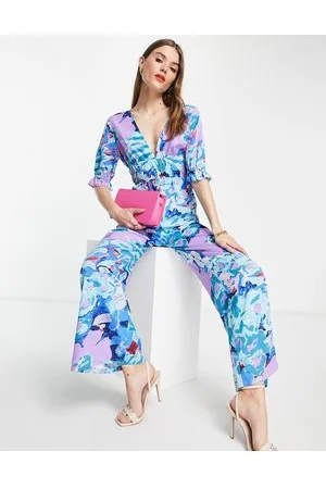 Lola May Tuta jumpsuit a fondo ampio con stamp astratta e schiena scoperta