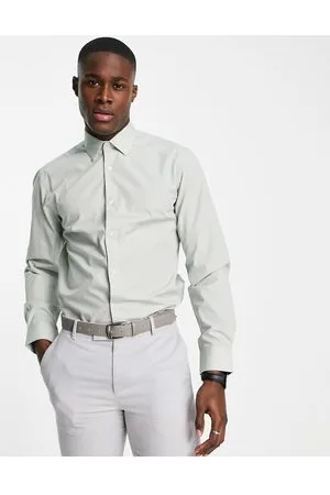 French Connection Camicia slim in popeline a tinta unita chiaro