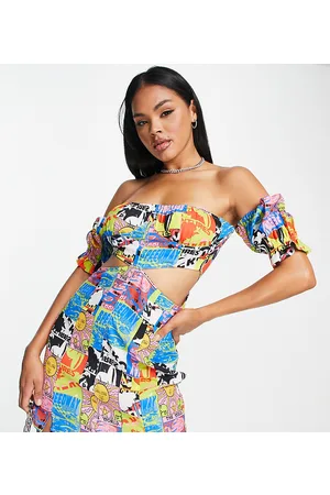 AsYou Vestito corto con stampa mista e con incrocio sul davanti
