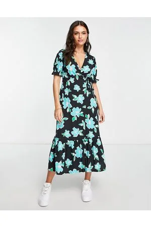 New Look Vestito midi a portafoglio a fiori aperto dietro