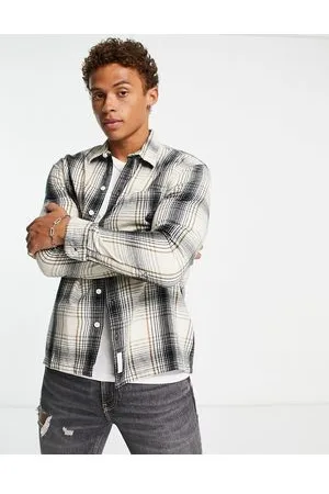 Hollister Camicia in flanella leggera a quadri e color crema
