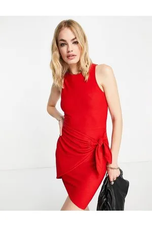 River Island Vestito corto con gonna avvolgente color corallo