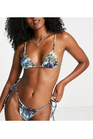 Reclaimed Inspired - Top bikini a triangolo con stampa rétro di teschi - MULTI