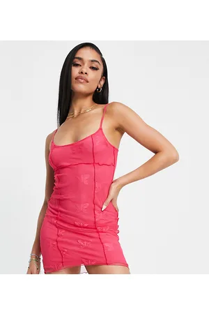 AsYou Vestito con spalline sottili in rete con farfalle e cuciture a vista
