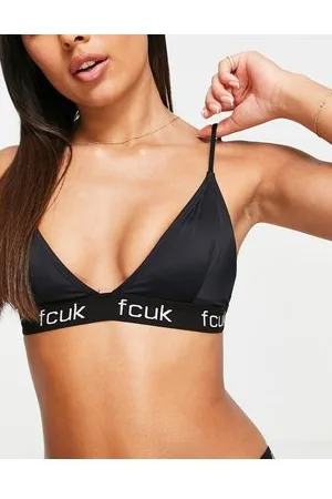 French Connection Top bikini imbottito con fascia con logo