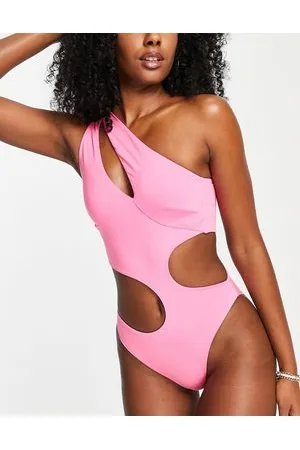 ASOS Costume da bagno fluo asimmetrico monospalla con cut-out