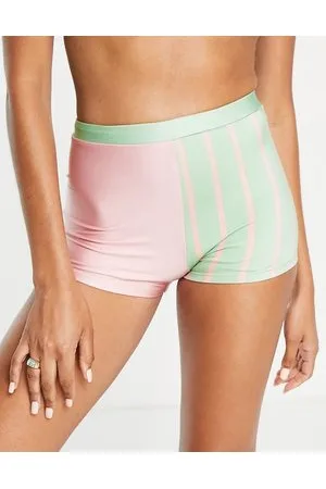 Topshop Pantaloncini da bagno a vita alta a righe color block