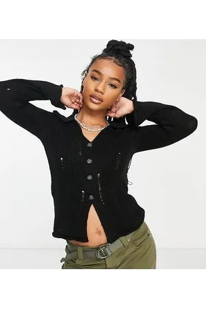 ASOS ASOS DESIGN Petite - Cardigan con colletto e cuciture smagliate