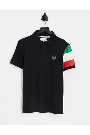 Sergio Tacchini Polo nera con bandiera sulla manica