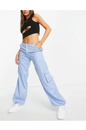 Motel Y2K - Pantaloni cargo a vita bassa azzurro polvere