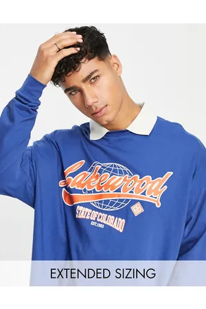ASOS T-shirt stile polo a maniche lunghe oversize con stampa "Lakewood"