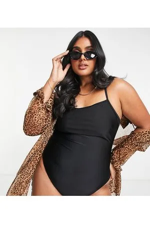 Brave Soul Plus - Costume da bagno con spalline regolabili e scollo squadrato