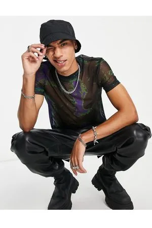 ASOS ASOS - Unrvlld Spply - T-shirt attillata in power mesh nera accollata con grafica effetto mappa termica