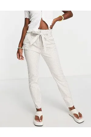 VERO MODA Pantaloni slim crema a vita alta