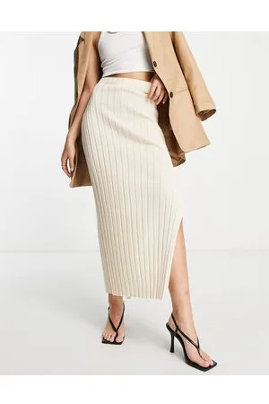 Pretty Lavish Gonna midi in maglia leggera color crema in coordinato