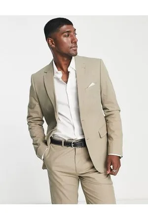 Harry Brown Giacca da abito skinny in lino marrone
