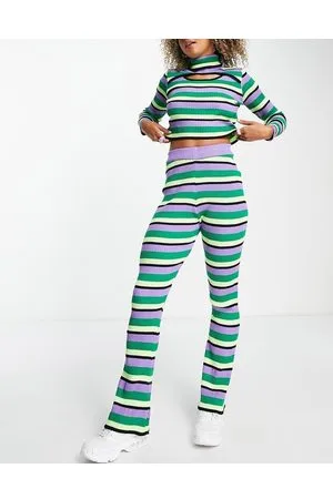 Daisy Street Pantaloni a zampa in maglia a righe rétro in coordinato