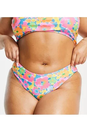 We Are We Wear Plus - Sonia - Slip bikini con stampa floreale fluo rétro