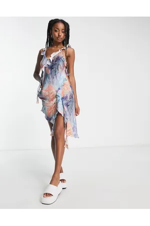 Weekday Wave - Vestito midi con volant, con stampa
