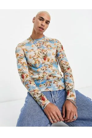 ASOS Maglietta a maniche lunghe attillata in rete stampata