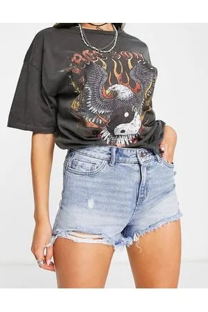 ONLY Pacy - Pantaloncini di jeans strappati a vita alta azzurri
