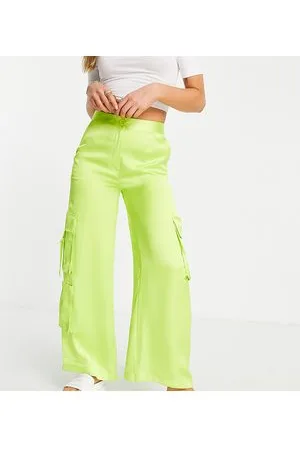 COLLUSION Pantaloni cargo in raso lime