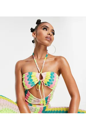 AsYou Top allacciato al collo arricciato con cut-out e spalline sottili all
