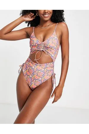 Topshop Costume da bagno a fiorellini multicolore - BLACK