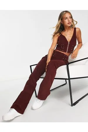 ASOS Pantaloni a zampa color ruggine con lacci in coordinato