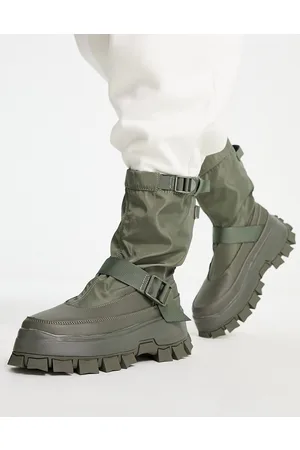 ASOS Stivaletti in tela oliva con suola spessa e dettaglio con cinturino