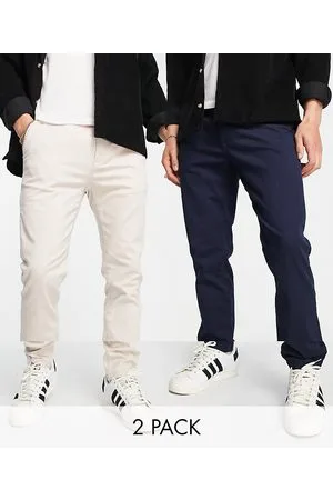 Topman Confezione da 2 paia di chino slim color pietra e blu navy