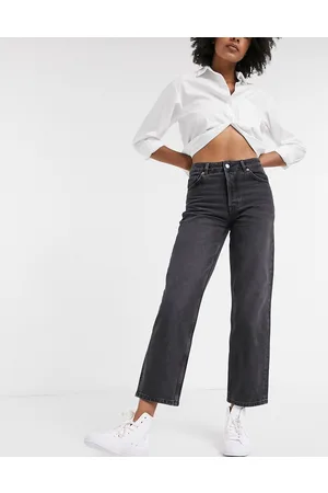 SELECTED Femme - Jeans dritti in cotone slavato - GREY