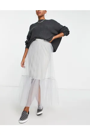 ASOS Gonna lunga a balze in tulle tortora