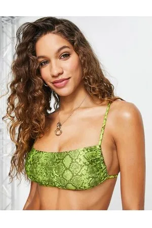Weekday Top bikini a fascia pitonato in poliestere con spalline - MGREEN
