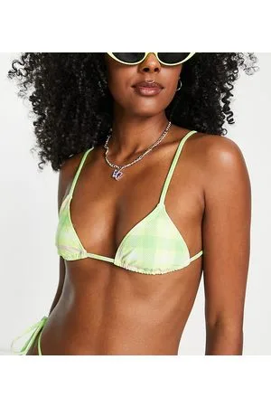 Reclaimed Inspired - Top bikini a triangolo verde a quadretti - MULTI