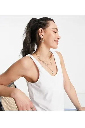 ASOS Tall - Ultimate - Canotta bianca con scollo rotondo in cotone - WHITE