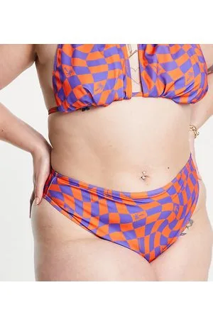 COLLUSION Plus - Slip bikini a vita alta con stampa a quadri distorti - MULTI