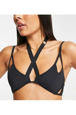 Cosmogonie Esclusiva - Brassière a triangolo con fascette e cut-out nera - BLACK