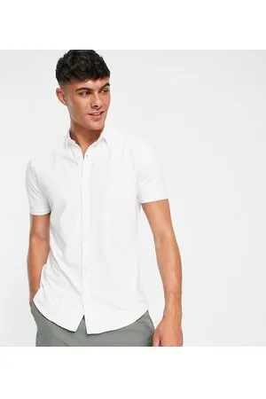 New Look Camicia attillata a maniche corte in jersey bianca