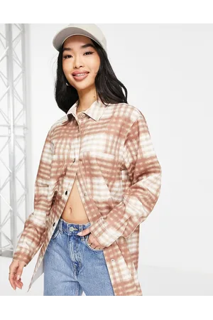 Urban Revivo Camicia giacca kaki con stampa a quadri