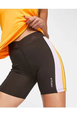adidas Adidas Training - Techfit - Pantaloncini leggings a vita alta colorblock marroni, arancioni e viola