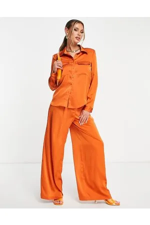 Aria Cove Camicia in raso ruggine con tasca in coordinato