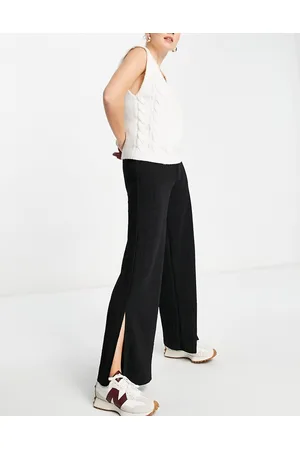 Y.A.S Pantaloni con fondo ampio neri a righe glitterate in coordinato