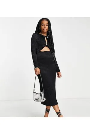 Topshop Vestito midi a maniche lunghe con nodo sul davanti