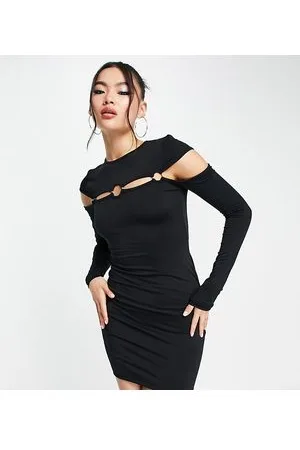AsYou Vestito corto a maniche lunghe con cut-out e dettagli ad anelli